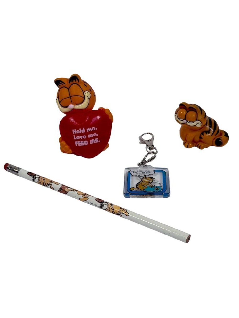 Vintage Garfield Collectible Lot Set Figures Keychain Pencil  Notepad Nostalgic